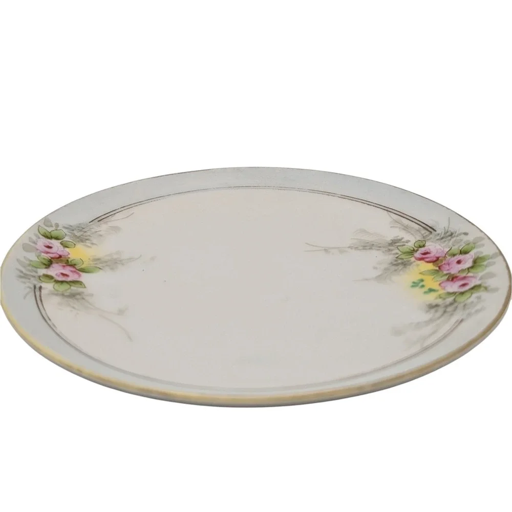 Vintage Meito China Bread Plate Bone‎ China Blue Pink Hand Painted Floral Japan